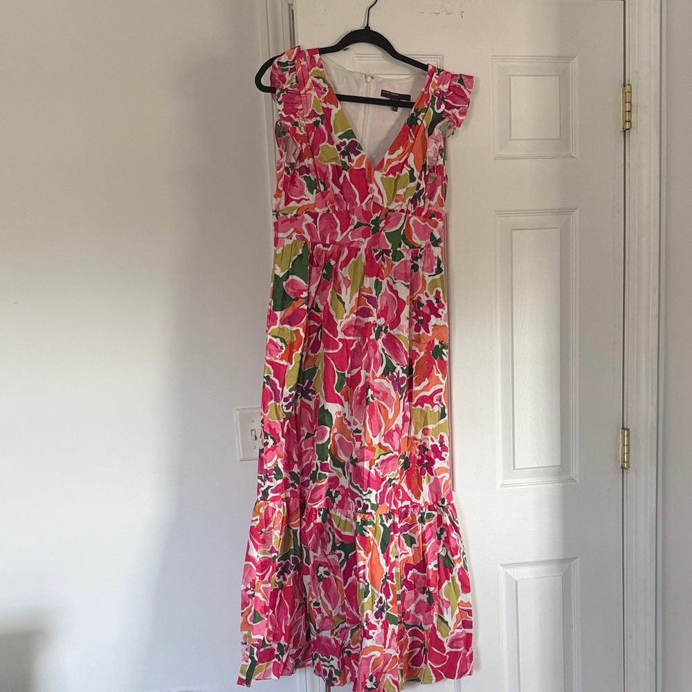 Maggy London Vibrant Pink and Green Maxi Dress